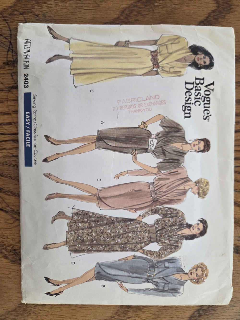 Vogue Basic Design Sewing Pattern 2403